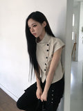 Newji Diagonal Button High-Neck Blouse Shirt