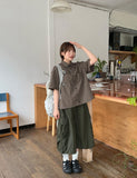 [Unisex] Belgou Crop Check Short Sleeve Shirt