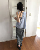Caro Nylon Slit Layered Wrap Skirt