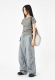 Cotton waist string parachute pants