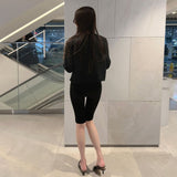 Capri Half-Length Banding Hem Slit Cotton Slacks Pants