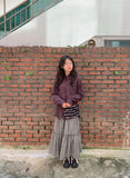 Wendell Check Frill Banding Long Skirt
