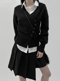 Mink wrap unbalanced miniskirt