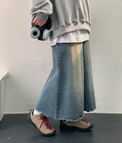 Copen cutting denim long skirt