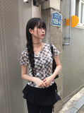 Molly Check Short Sleeve Slim Cardigan