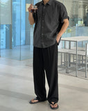 Wrinkle One-Tuck Semi-Wide Banding Slacks