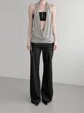 Desert Cowl Neck Hooded Drape Top