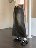 Choppin hem surgical washing denim incision long skirt