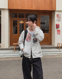 Book Vintage Racing Printing Hood Zip-Up