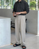 Two Tuck Semi Wide Belt Slacks