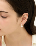 H Edition Silver (Y) Moissanite Pearl One-Touch Earrings 10mm