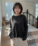 Jouni Striped Frill Long Sleeve Tee