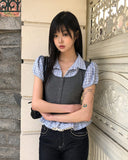 Apue Layered Short Sleeve Blouse
