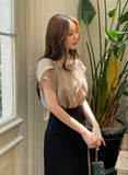 Muse Round Neck Shirred Tulip Blouse