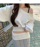 Casual Off-Shoulder Crop Sweatshirt