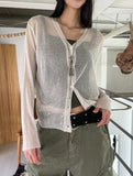 [U-BASIC] Sijeu See-Through Summer Knit Cardigan