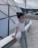 Taru Ribbon Lace Crop Blouse