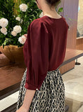 Melua Heart Neck Three Quarter Blouse
