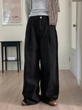 Viant two pin tuck slab cotton long wide pants