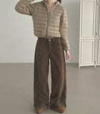 Brushed Corduroy Hem Snap Cut Pin Tuck Adjust Wide Balloon Pants