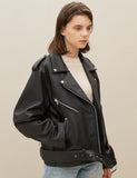 [Real Leather] Lambskin Cropped Double Rider Jacket