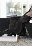 Suspender Long Pleated Skirt