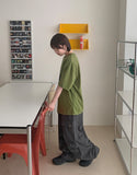 Checker Parachute Banding Wide Cargo Pants