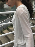 Kudo Button Hood See-Through Long Sleeve Cardigan