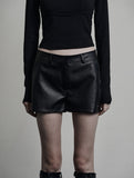 [mnem] refined leather short pants