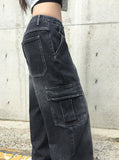 Muscle Cargo Denim Wide Pants