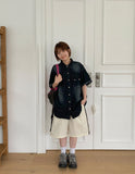[Unisex] Huel Washing Denim Short Sleeve Shirt