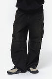 Wide cut cargo denim pants
