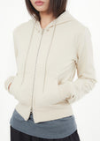 Eyelet 2-way short hood zip-up
