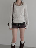 Rose Applique Deep Round Tee
