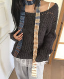 Eamon Fur Gradient Slim Muffler Scarf