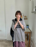 [Unisex] Hion Stripe Collar Over Short Sleeve Tee