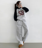 Two-Way Thick Brushed Lining Wide Jogger Cut Wide Banding Training Pants