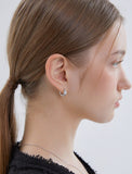 Orbit Silver (W) Point Pave One-Touch Earrings