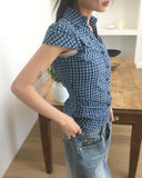 Runner Pocket Shirring V-Neck Short Sleeve Shirt