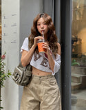 Love Leopard Crop Off Shoulder Short Sleeve