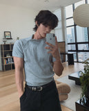 Slowy Button Muscle Fit Ribbed Short Sleeve T-shirt