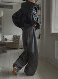 Hidden String Embo Coated Oil Denim Pants