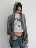 TWISTED KNIT HOOD ZIP-UP