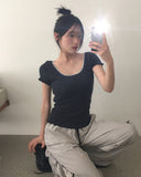 Delk Lace Punching Puff Short Sleeve T-Shirt