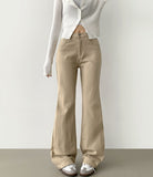 Fall Span Banding Semi Bootcut Cotton Pants