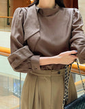 Cobolt Satin Tie Blouse