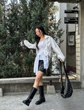 Sunlit strap shirring nylon zip-up jacket