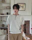 Icy Henley Neck Short Sleeve Knit