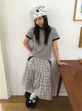 Shuning Check Pocket Midi Skirt