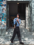 Levi overfit striped half shirt